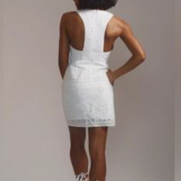 Maeve by Anthropologie Eyelet Halter Mini Dress Size: 8 - Picture 4 of 4